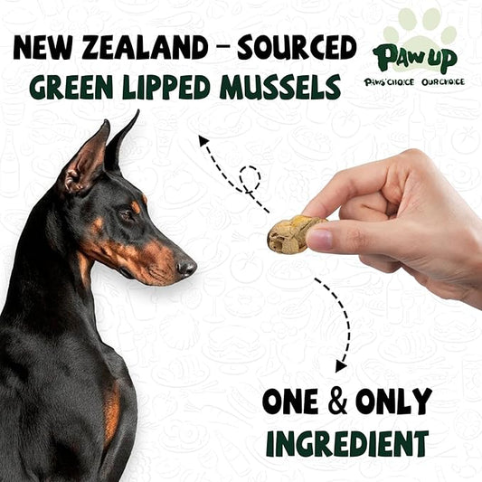 PAWUP Freeze Dried Green Lipped Mussels Dog Treats – Raw Single Ingredient Snacks for Joint & Hip Health, Rich in Omega-3, Grain Free, 3.5 oz