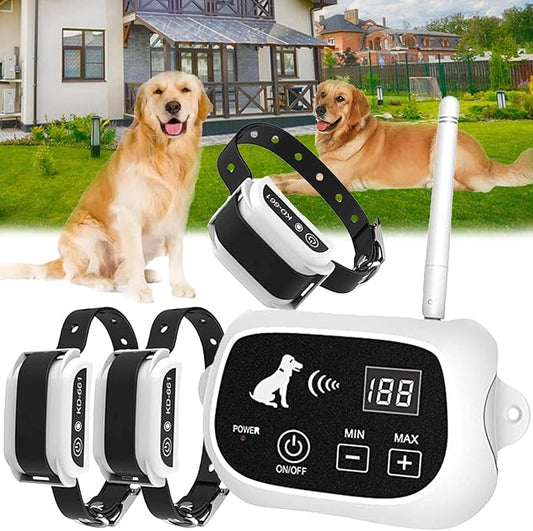 Wireless Dog Fence Electric Pet Containment System with Training Collar Receiver Safe Effective No Randomly Over Correction for 3 Dogs Pets Container Boundary,for3dogs