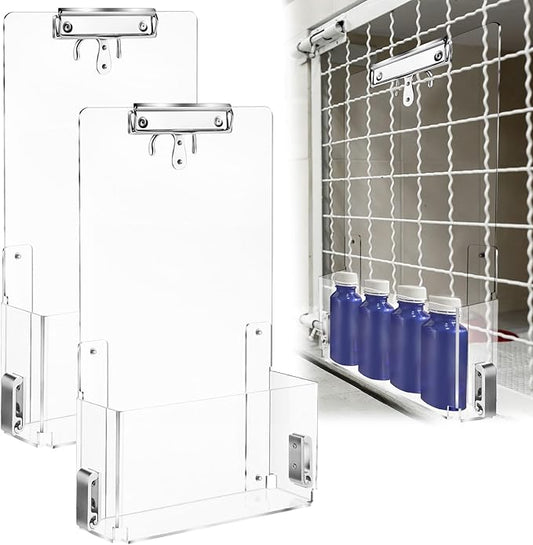 Leinuosen 4 Pack Kennel Cage Storage Bin for Accessories and Supplies Veterinary Cage Acrylic Storage Rack for Kennel, Crate, Cat Accessories