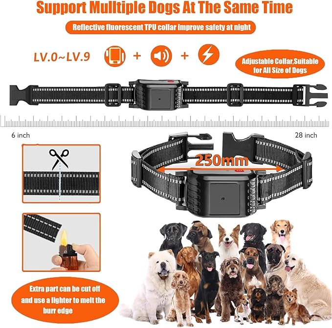 Wireless Dog Fence, 2024 Pet Boundary Containment System, Electric Dog Fence & Remote Training Collar 2in1, Adjustable Vibration & Shock, IP65 Waterproof Collar for Large and Medium Dogs ,for4dogs