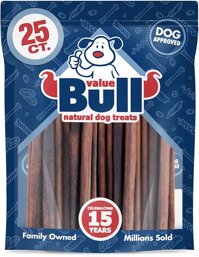 ValueBull Collagen Sticks for Small Dogs, 12 Inch Thin Chews, Natural Dog Treats, 25 Count - Supports Joints, Skin & Coat with Chondroitin & Glucosamine