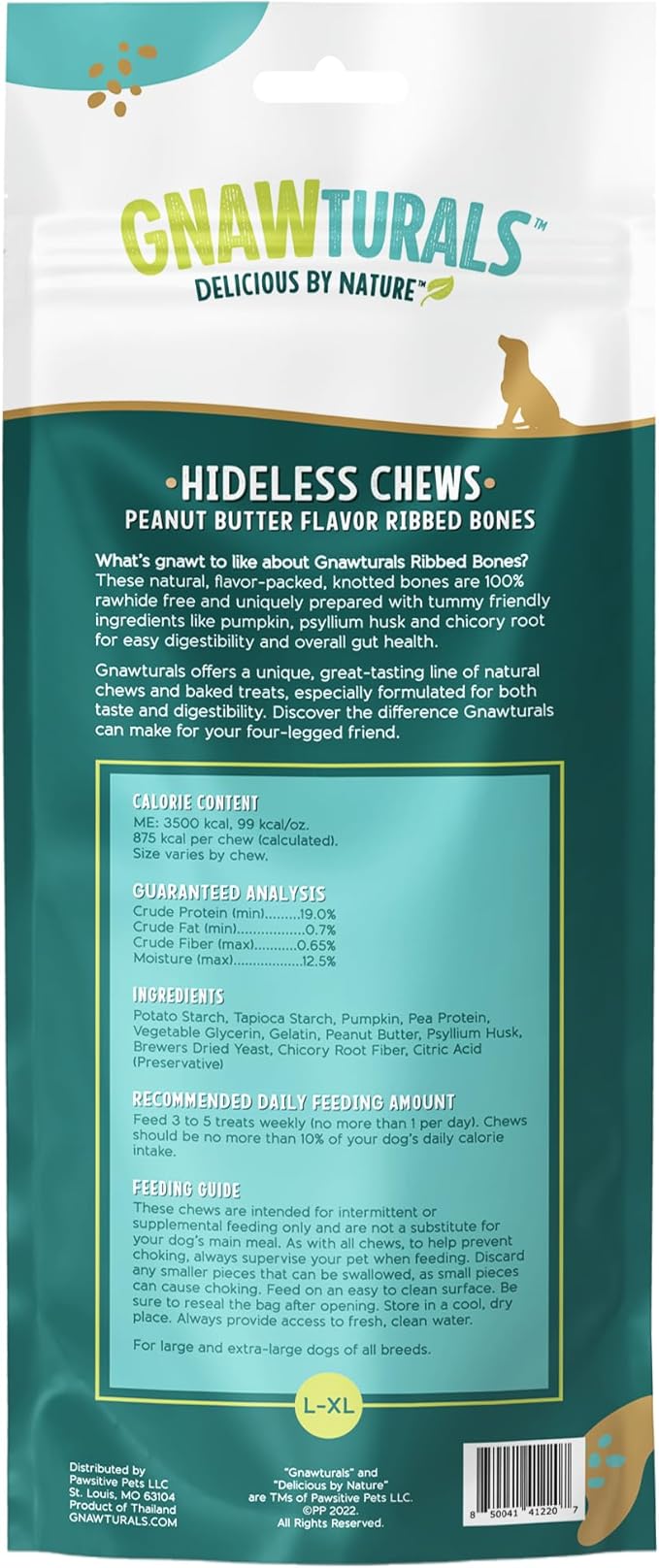 Rawhide Free Dog Chews | Ribbed Bones | for Extra-Large Dogs | Pumpkin, Psyllium Husk and Chicory Root for Easy Digestion and Overall Gut Health (1 Bone, Peanut Butter)