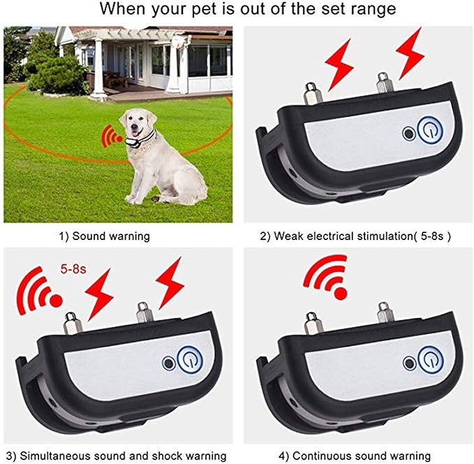 Wireless Electric Dog Fence Outdoor Pet Dog Containment System Two Working Mode Rechargeable Training Collar Receiver Adjustable Range Up to 1000 Feet LED Distance Display,Waterproof,for All Dogs,for1