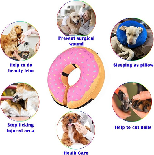 Katoggy Inflatable Dog Cone Collar for After Surgery, Doggie Neck Blow up Donut Recovery ECollar, Soft Adjustable Dog Cone for Small Medium Large Dogs and Cats