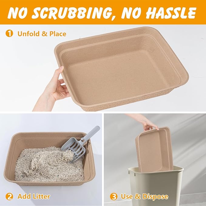 Disposable Cat Litter Box(9-Pack), Large Litter Boxs for Cat Travel Home Use