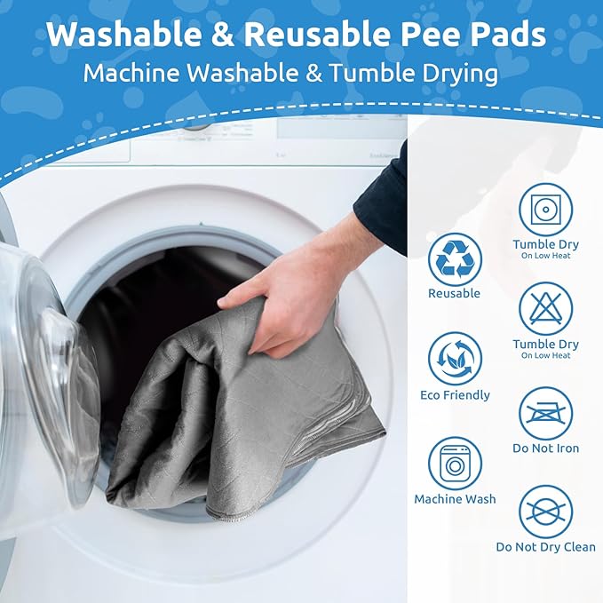 Washable Reusable Dog Pee Pads, 48"x65" Absorbent & Waterproof Puppy Training Pad for Crate, Playpen & Carpet, Large Potty Pads for Dogs, Cats & Small Pets
