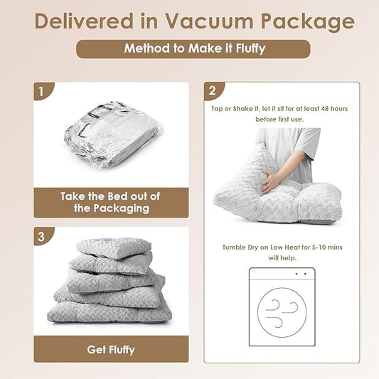 EHEYCIGA Washable Dog Crate Bed for Large Dogs, Fluffy Pet Kennel Pad Reversible for Doggie and Cats, Plush Faux Fur Pet Sleeping Mattress Mat, 35" x 23"x 3.5", Grey