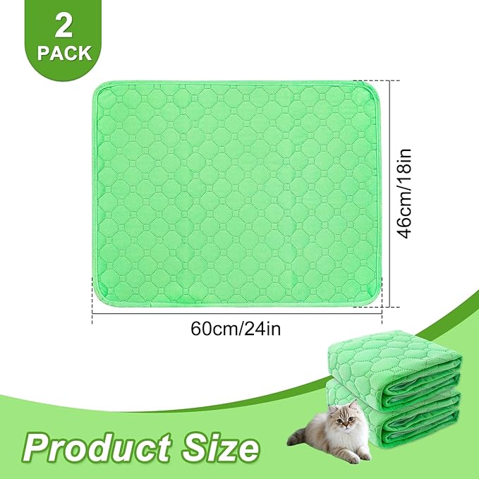 Enmaipet Reusable Puppy Training Pads, 2 Pack Washable Pee Pads for Dogs, Puppy Pee Pad for Dogs, Waterproof Non Slip Absorbent and Leakproof for Crate, Playpen, Bed, Sofa, 18"x 24" (Green)
