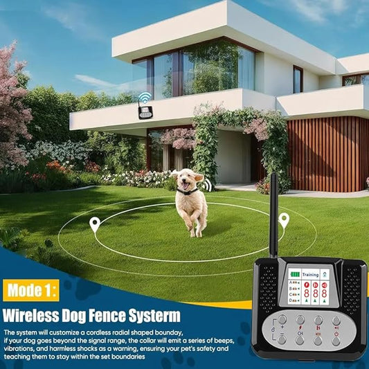 Wireless Dog Fence, 2026 Electric Fence for Dogs & Training Collar with Remote, Pet Boundary Containment System, Adjustable Range Sizes, Suitable for Outdoor Yard Indoor,for4dogs