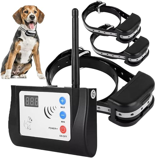 Wireless Electric Dog Fence Outdoor Pet Dog Containment System Two Working Mode Rechargeable Training Collar Receiver Adjustable Range Up to 1000 Feet LED Distance Display,Waterproof,for All Dogs,for3
