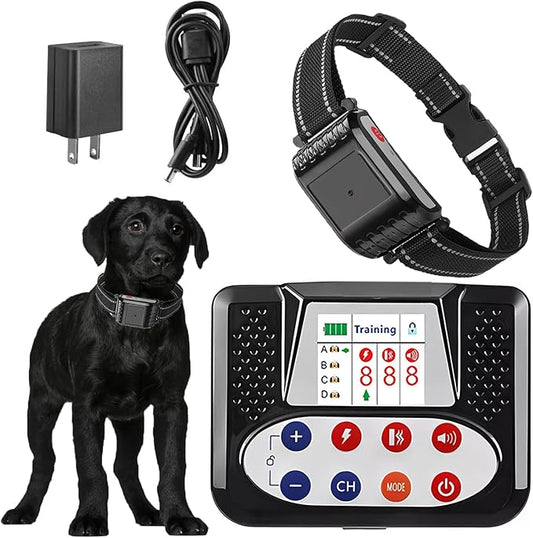 Wireless Dog Fence, 2024 Pet Boundary Containment System, Electric Dog Fence & Remote Training Collar 2in1, Adjustable Vibration & Shock, IP65 Waterproof Collar for Large and Medium Dogs ,for1dog