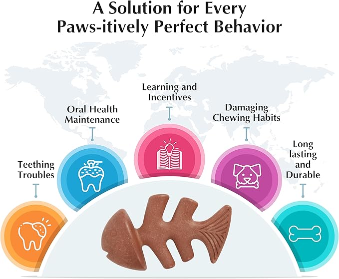 Dog Chew Toys for Aggressive Chewers (2Pcs - Real Beef & Salmon Flavored) - Durable Dog Tough Wish Bone (Upto 40 lbs.) - Indestructible Chew Toys for Dogs for Interactive Play & Dental Benefits