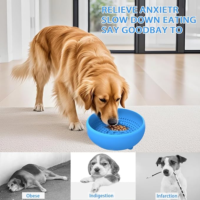 Saphe Dog Lick Bowl, Anxiety Relief Lick Silicone Dog Bowl, Non-Slip Licking mat for Distraction, Freezer & Dishwasher Safe