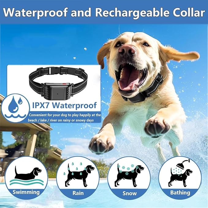 Wireless Dog Fence, Electric Dog Fence & Remote Training Collar, Adjustable Control Range, IP67 Waterproof Training Collar, Pet Boundary Container Containment System, Harmless for All Dogs,for2dogs
