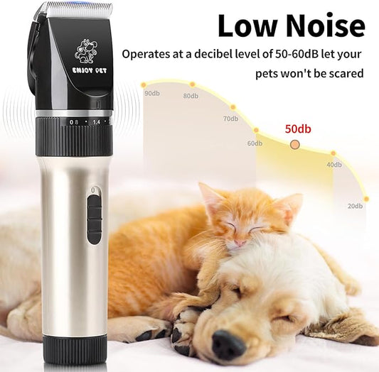 Dog Clippers for Grooming, Low Noise Dog Grooming Clippers, Cordless Dog Hair Trimmer, Rechargeable Dog Shavers for Grooming Dogs Cats Pets