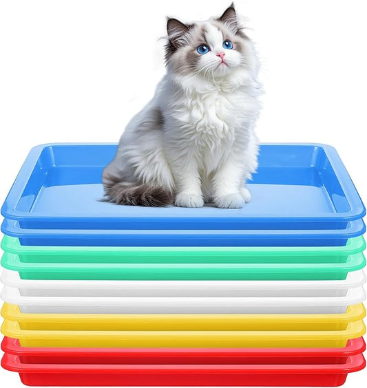 10 Pcs Small Kitten Litter Box 11 x 8.5 x 1.2 in Rabbit Litter Pan Mini Open Cat Box Low Entry Waterproof Travel Toilet for Kittens Bunny Kitty Guinea Pig Small Pet Supplies (Multicolor)