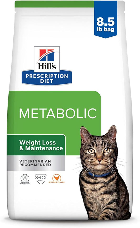 Hill's Prescription Diet Metabolic Weight Management Chicken Flavor Dry Cat Food, Veterinary Diet, 8.5 lb. Bag