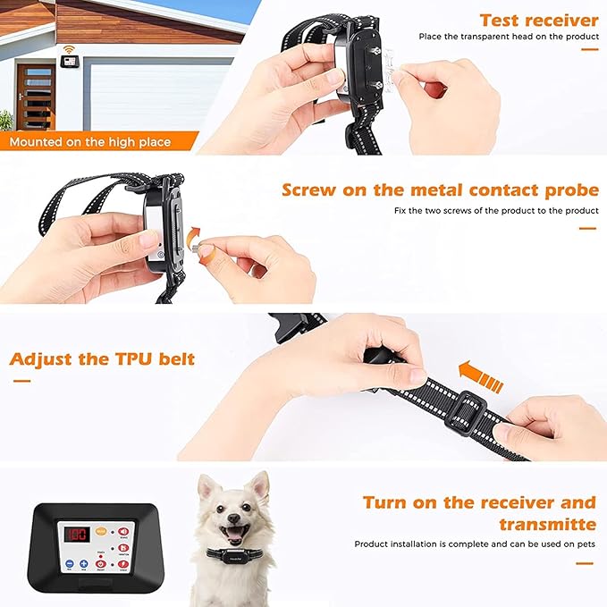 Wireless Dog Fence, Electric Dog Fence & Remote Training Collar, Waterproof and Rechargeable, Vibration & Shock, Range of 80-1640ft, Electric Pet Fence for Stubborn Dogs,for1dog