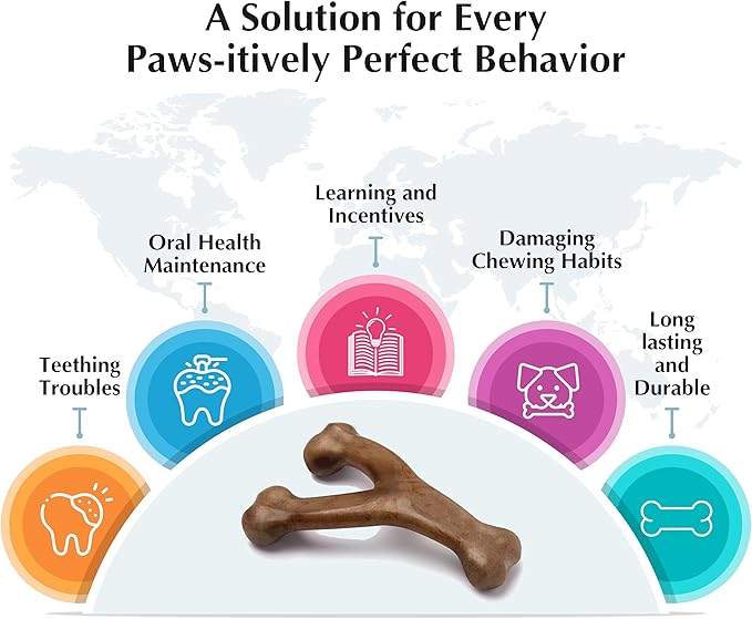 Dog Chew Toys for Aggressive Chewers (2Pcs - Real Beef & Bacon Flavored) - Durable Dog Tough Wish Bone (Upto 60 lbs.) - Indestructible Chew Toys for Dogs for Interactive Play & Dental Benefits