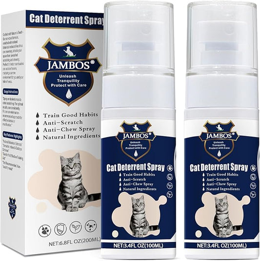 2 Bottles Cat Deterrent Spray – Natural, Non-Toxic Anti-Scratch Spray for Cats & Kittens – Indoor & Outdoor Pet Training Aid – Furniture & Carpet Protector (Blue, M)