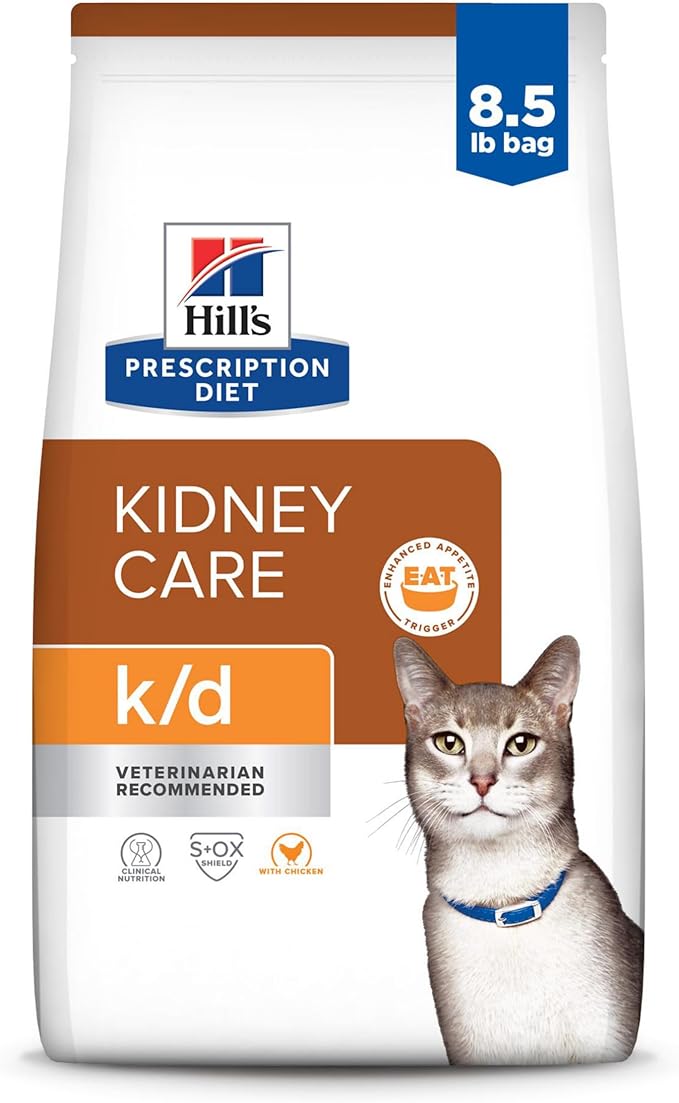 Hill's Prescription Diet k/d Kidney Care with Chicken Dry Cat Food, Veterinary Diet, 8.5 lb. Bag