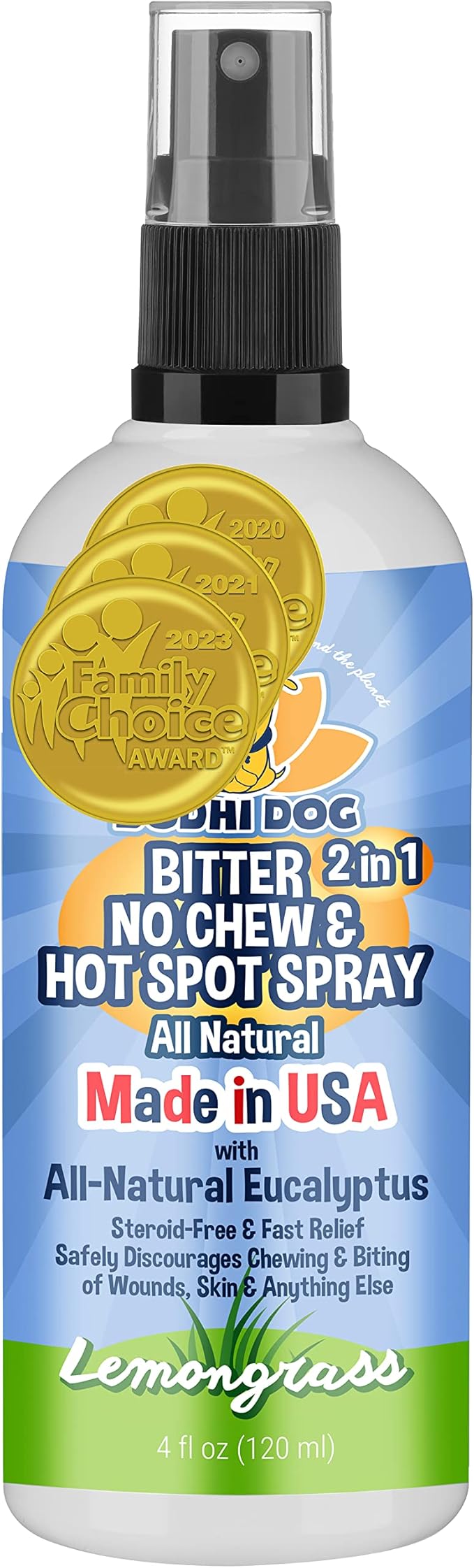 Bodhi Dog Bitter 2-in-1 No Chew & Hot Spot Spray - Natural Anti-Chew Remedy Better Than Bitter Apple - Soothes Hot Spots, Deters Chewing - Safe for Skin, Wounds & Furniture- Made in USA (4 Fl Oz)