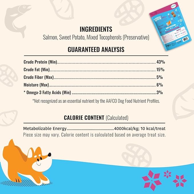 MAJOR PETS Freeze Dried Dog Treats, Wild-Caught Salmon & Sweet Potato, 100% Natural, Single High Protein, Rich in Omega-3, Grain Free, Healthy Training Bites & Meal Topper, Made in The USA, 2.5oz