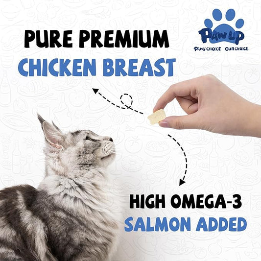 PAWUP Freeze Dried Raw Dog Treats, Chicken & Salmon Recipe Dog Food Topper, High Protein, Rawhide Free, Gluten&Grain Free for Dogs, Cats, 5.3oz