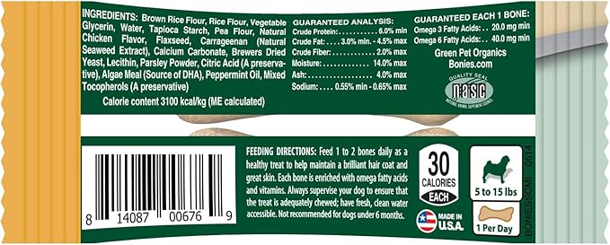 Bonies Natural Skin & Coat Formula Minis-Sized Bone, Promote Silky Coat & Healthy Skin, Healthy Teeth & Fresh Breath, Low Calories - Chicken Flavor, MINI Dog, 2 Bone Pack