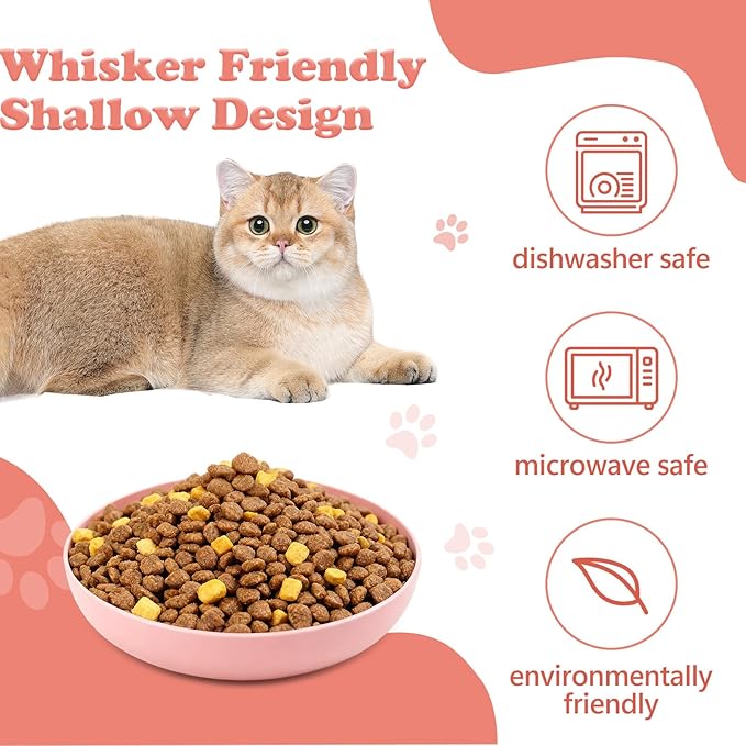 [12 Pack] Cat Dishes Whisker Friendly, Shallow Wide Pet Food and Water Bowl, 5.5 Inch Cat Food Dish, Friendly Wet Feeding Bowl, Durable Wheat Straw Pet Bowls, Pet Plate for Kittens (Indoor/Outdoor)