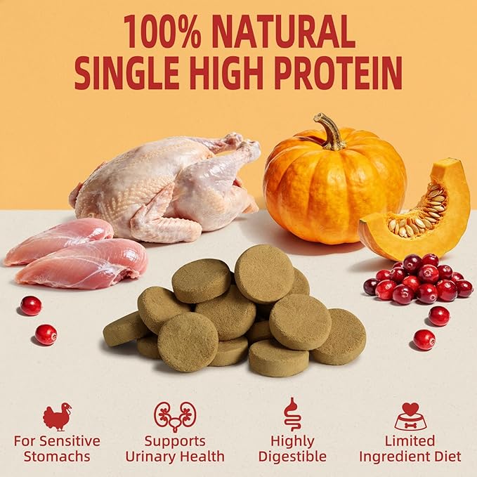 MAJOR PETS Freeze Dried Turkey & Pumpkin, Cranberry Dog Treats, Single High Protein, 100% Natural, Help with Digestion, Grain Free, Training Bites & Meal Topper for Dogs, Made in The USA, 10oz