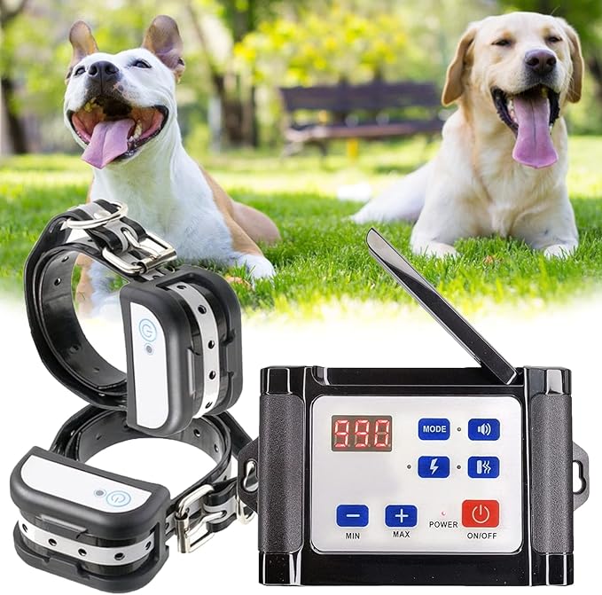 Wireless Dog Fence Electric Training Collar 2-in-1,Pets Dog Containment Boundary Container System,Adjustable Range Sizes & Warning Strength,Harmless,Waterproof, Rechargeable(Shock & Tone Correction),