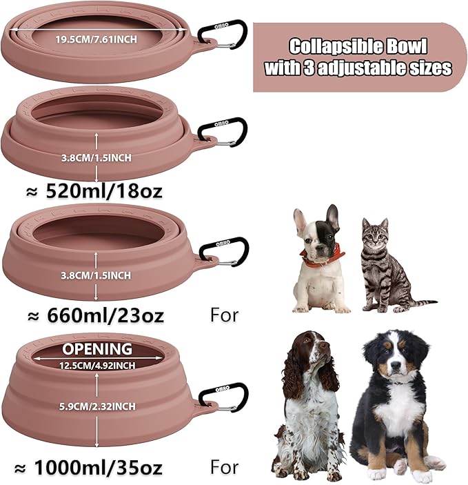 OHMO Spill Proof Collapsible Dog Water Bowl Large 34oz for Cars, No Splash Portable Bowls for Dog Travel, Pet Essentials for Road Trips, Cat Travel Accessories