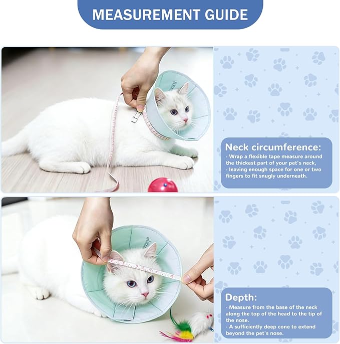 Touchdog Adjustable Soft Cat Cone Collar - Waterproof Recovery Collar for Cats After Surgery, Lightweight Elizabethan Collar for Kittens, Small to Large (Blue Gradient Color, L)