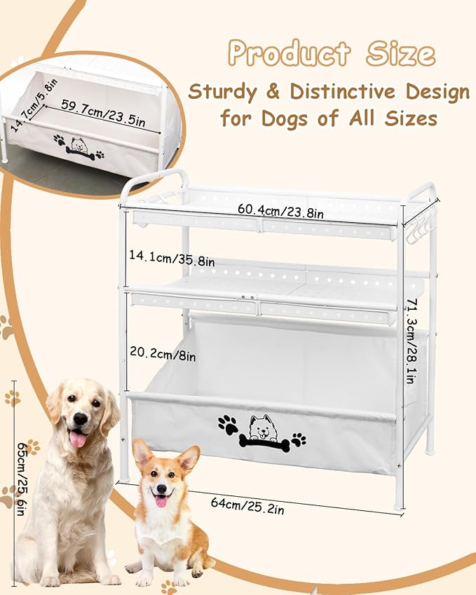 Large Dog Toy Basket, Dog Toy Bin with Storage Organizer, 3-Tier Pet Toy Box for Living Room, Toy Holder Chest for Pet Dog Cat, Multifunctional Chest Holder for Cat Dog Accessories