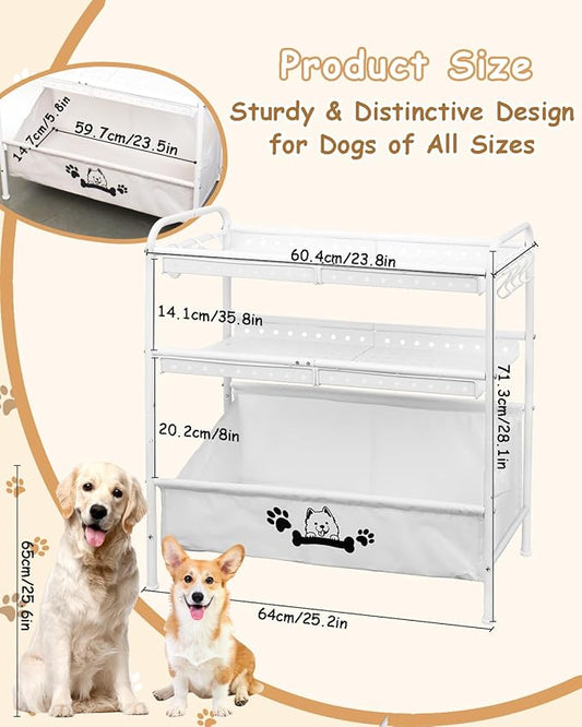 Large Dog Toy Basket, Dog Toy Bin with Storage Organizer, 3-Tier Pet Toy Box for Living Room, Toy Holder Chest for Pet Dog Cat, Multifunctional Chest Holder for Cat Dog Accessories