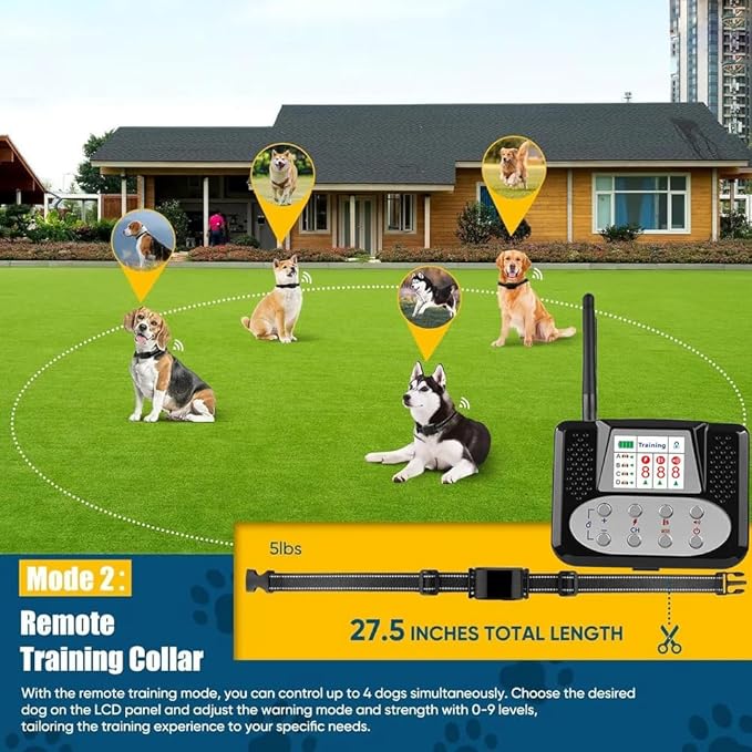 Wireless Dog Fence, 2026 Electric Fence for Dogs & Training Collar with Remote, Pet Boundary Containment System, Adjustable Range Sizes, Suitable for Outdoor Yard Indoor,for2dogs