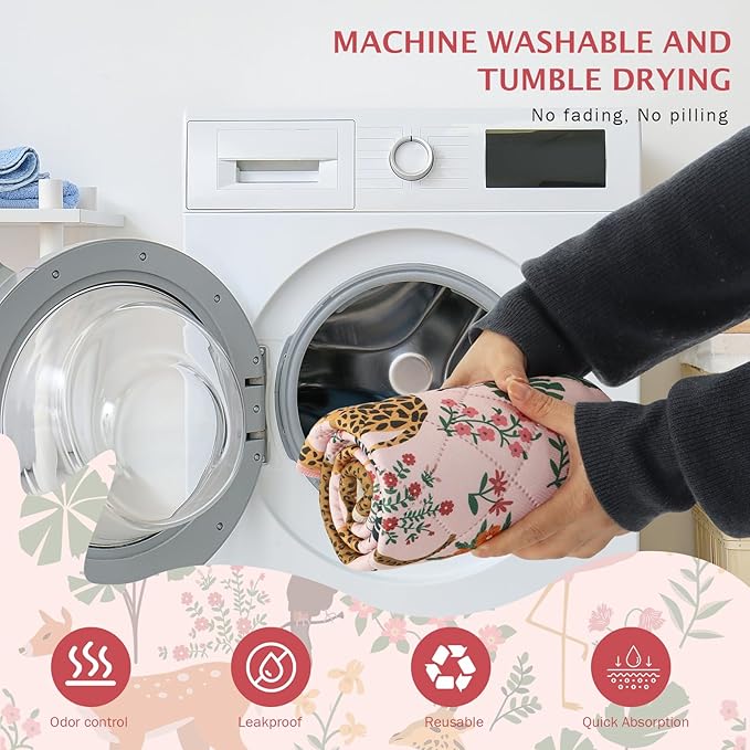 IEUUMLER Washable Pee Pads for Dogs, 2 Pack Forest Pattern Reusable Waterproof Puppy Pads, Non-Slip Super Absorbent Dog Training Pad for Playpen Crate Bed EU013 Pink Jungle, 36x24