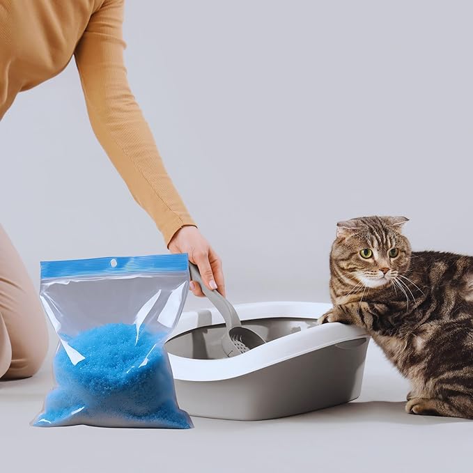 (1) Litter Box Deodorizing Blue Crystals, 15oz Bag Fresh Scent Cat Litterbox Freshener Controls Odors Dissolves Over Time Pet-Friendly Odor Control