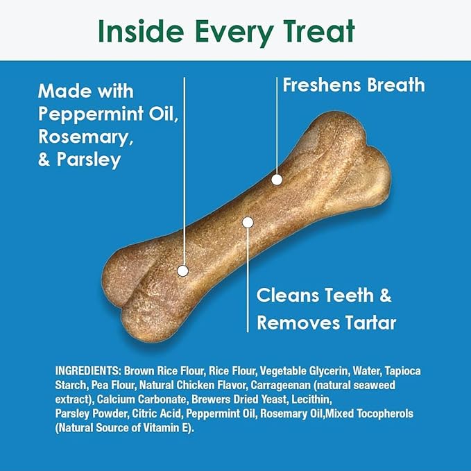 Bonies Natural Breath and Dental Formula Minis-Sized Single Bone - All-Natural Ingredients, Fresh Breath, Cleans Teeth, Low Calories, Chicken Flavor, MINI Dogs, 240 Bones