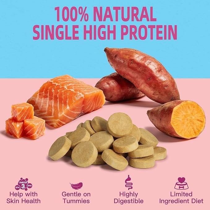 MAJOR PETS Freeze Dried Dog Treats, Wild-Caught Salmon & Sweet Potato, 100% Natural, Single High Protein, Rich in Omega-3, Grain Free, Healthy Training Bites & Meal Topper, Made in The USA, 2.5oz