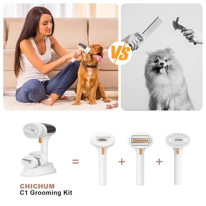 3-in-1 Dog Grooming Vacuum, Pet Grooming Vacuum Dog deshedding Vacuum Brush Grooming Tool for Dogs & Cats, Shedding Pet Hair, Home Cleaning