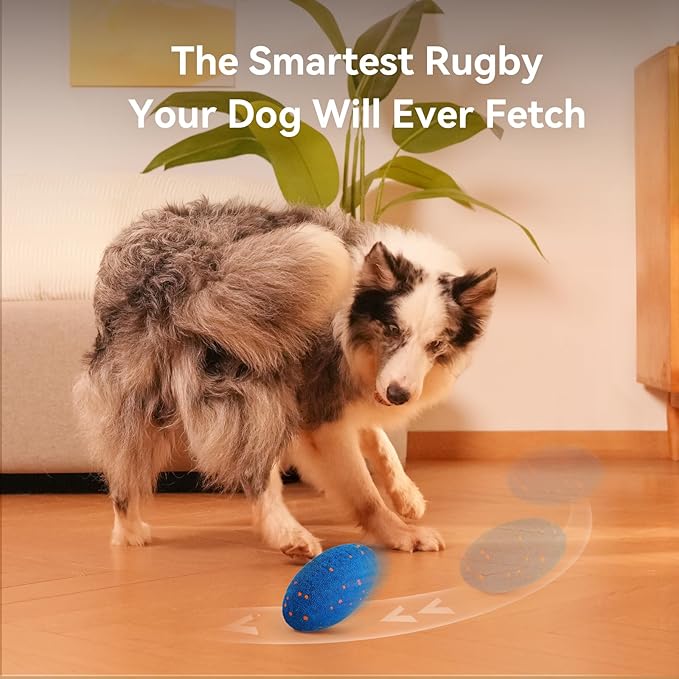 Cheerble Smart Interactive Dog Toy, Wicked Rugby, Squeaky Dog Toy Football, Automatic Moving, Bouncing, and Rotating, E-TPU Material, Bouncing Fetch Toy for Indoor/Outdoor Use and Small to Large Dogs