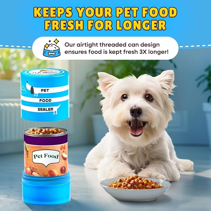 The Original Canned Dog Food Storage Container (2 Pack) Patent Pending Reusable Airtight Can Cover Pet Food Sealer - Keeps Dog Food Can Fresh in the Fridge, Eliminates Odor