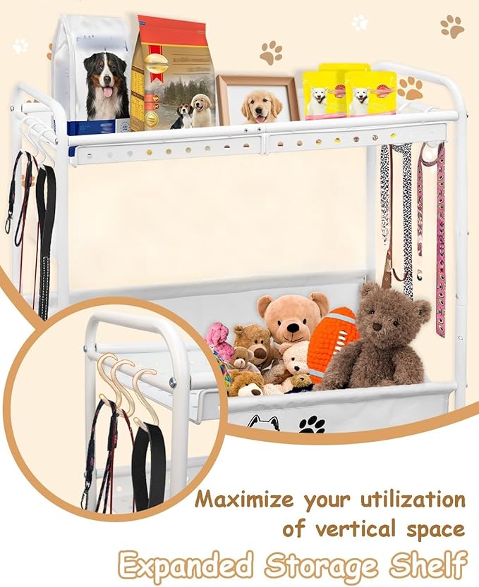 Large Dog Toy Basket,Dog Toy Bin with Storage Organizer,2-Tier Dogs Toys Box for Living Room,Dogs Cat Accessories Organizer,Durable Toys Holder Chest for Leashes