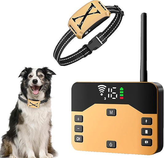 Wireless Dog Fence, Electric Pet Containment System for Dogs and Pets, Waterproof and Rechargeable Training Collar Receiver, Adjustable Vibration & Shock, Dog Container Boundary System,for1dog