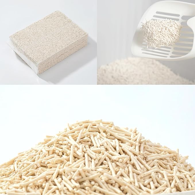 Tofu Cat Litter 22.4LB(5.6LB*4 Bags) Fast Clumping, Dust-Free,100% Natural Raw Materials, Clumping,Flushable,Ultra Absorbent and Fast Drying,Solubility in Water,Really,Less Scattering