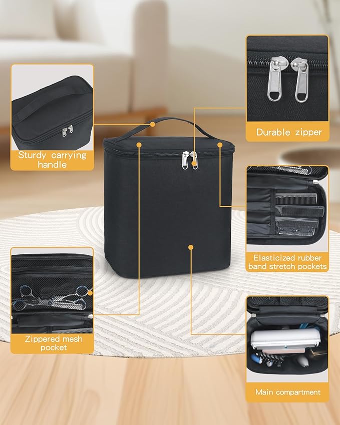 Pet Grooming Bag, Dog Cat Grooming Supplies Organizer Bag Pet Hair Removal Trimming Cleaning Tool Kit Storage Bag (Black)