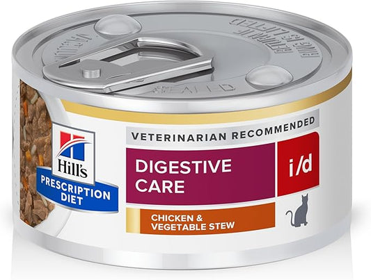 Hill's Prescription Diet i/d Digestive Care Chicken & Vegetable Stew Wet Cat Food, Veterinary Diet, 2.9 oz. Cans, 24-Pack