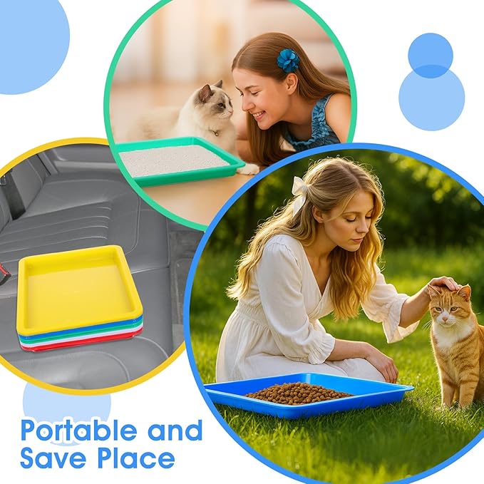 10 Pcs Small Kitten Litter Box 11 x 8.5 x 1.2 in Rabbit Litter Pan Mini Open Cat Box Low Entry Waterproof Travel Toilet for Kittens Bunny Kitty Guinea Pig Small Pet Supplies (Multicolor)